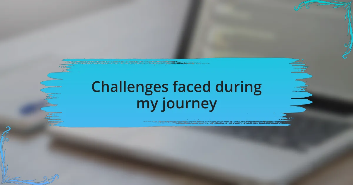 Challenges faced during my journey